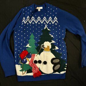 Jolly Sweater Christmas Snowman Beer Sweater (size L)